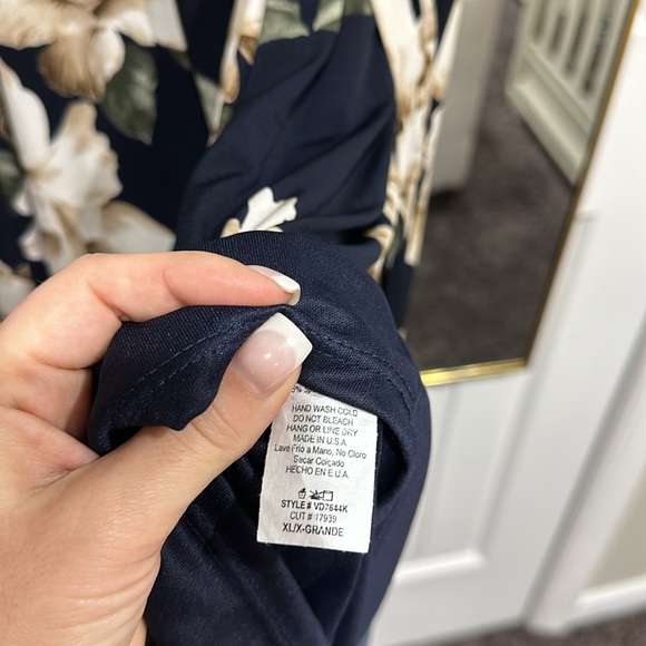 PinkBlush Navy Blue Floral Hi-Low Wrap Dress - Picture 3 of 3